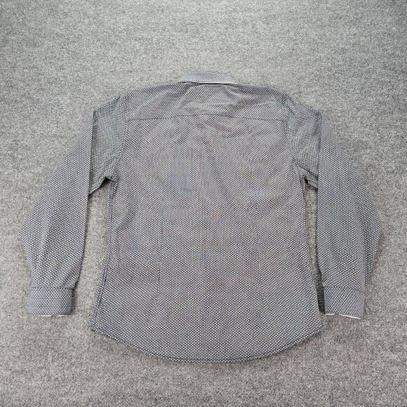 Guess Shirt Mens Large Black Gray Geometric Button Up Long Sleeve‎ Slim Fit - Picture 8 of 8
